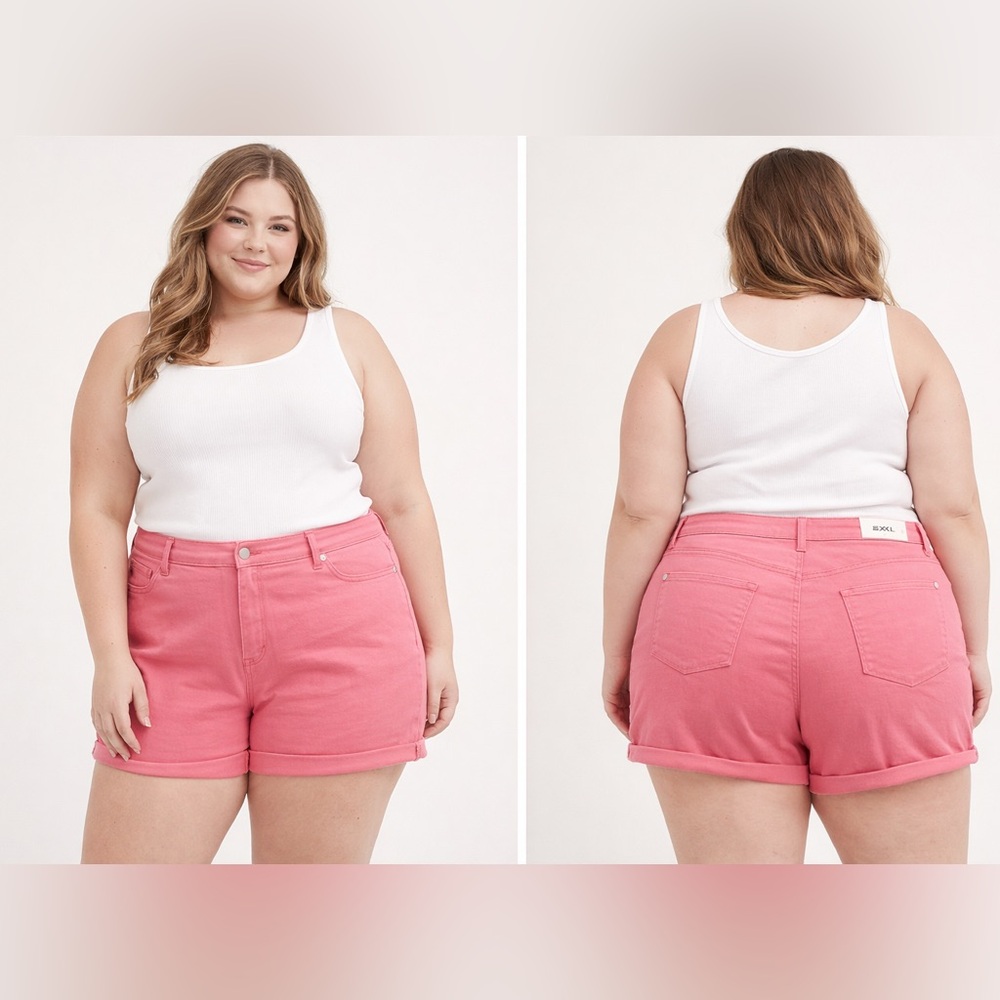 Judy Blue Pink Cuffed Shorts Sz. 2X and 3X NWT‎